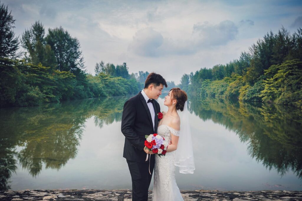 Sunset at Seletar north link for Singapore wedding Photography