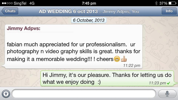 Testimony from Jimmy for Wedding photography