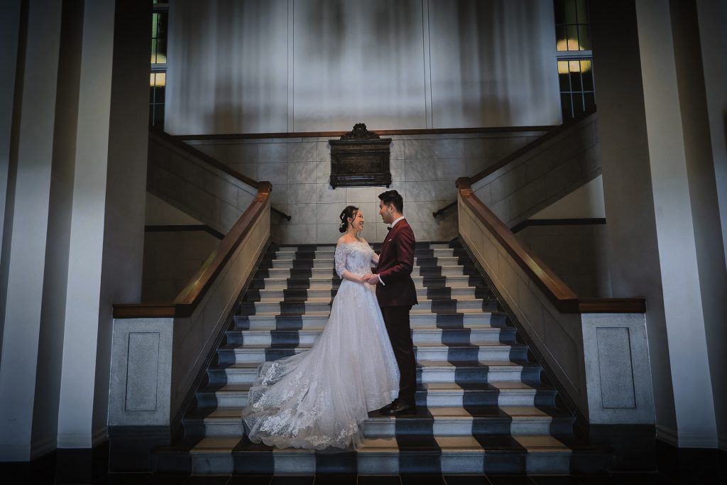 Singapore wedding Photography at National Gallery staircase
